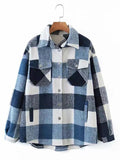 IFOMT Vintage Pockets Oversized Plaid Shacket
