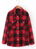 IFOMT Vintage Pockets Oversized Plaid Shacket