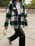 IFOMT Vintage Pockets Oversized Plaid Shacket