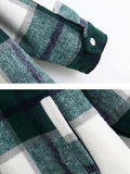IFOMT Vintage Pockets Oversized Plaid Shacket