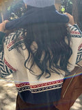 IFOMT Vintage Print Zip Up Short Knit Cardigan