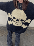IFOMT Vintage Skull Jacquard Pullover Sweater