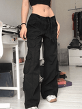IFOMT Washed Pocket Patched Cargo Jeans
