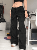 IFOMT Washed Pocket Patched Cargo Jeans