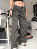 IFOMT Washed Pocket Patched Cargo Jeans