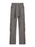 IFOMT Washed Pocket Patched Cargo Jeans
