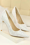 IFOMT New Fashion Spring Outfit Pointed Toe Sequined High Heels