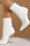 IFOMT New Fashion Spring Outfit Crystal Heel Stretch Mid Calf Skinny Boots