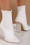 IFOMT New Fashion Spring Outfit Crystal Heel Stretch Mid Calf Skinny Boots