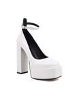 IFOMT New Fashion Spring Outfit Ankle Strap Platform Chunky Heel Pumps