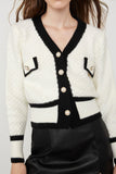 Ifomt Susie Beige Contrast Knit Button Up Cardigan