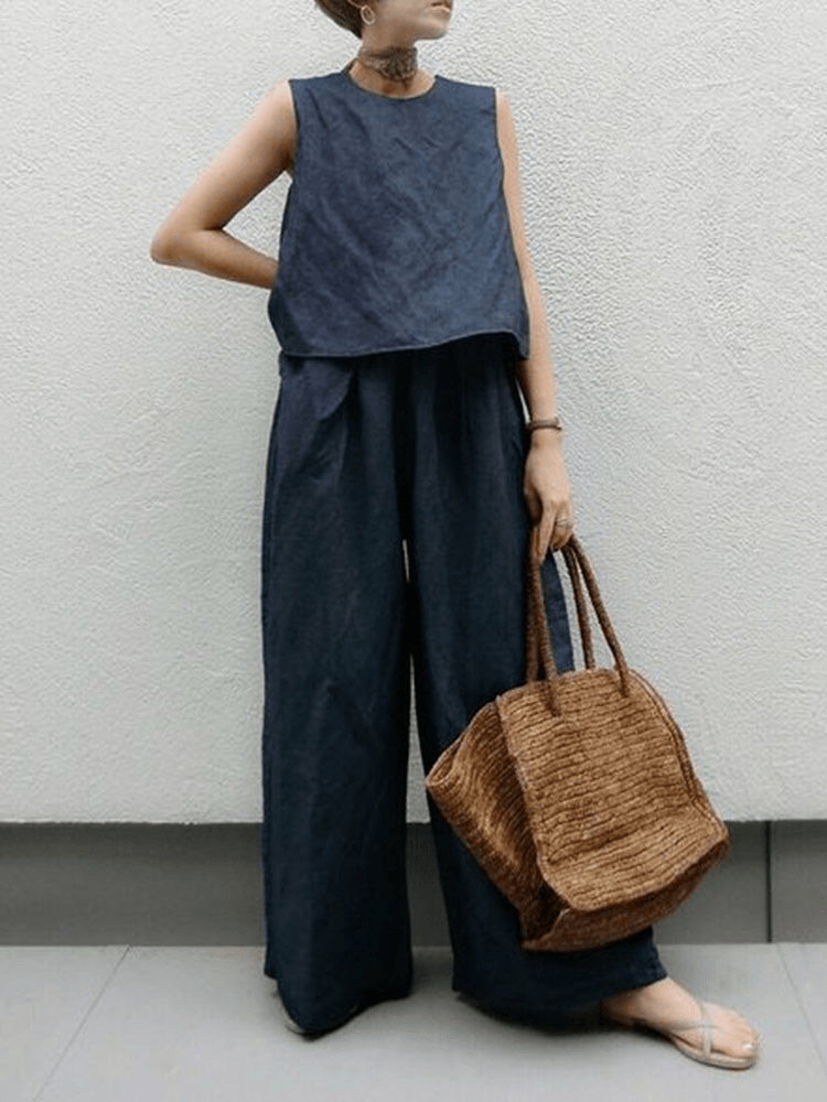 IFOMT 2024 New Fashion Elegant Sleeveless Linen Vest & wide-leg Trousers Sets