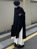 IFOMT 2024 New Fashion Elegant Cool Black Big Split Long Shirt & White Skirt Sets