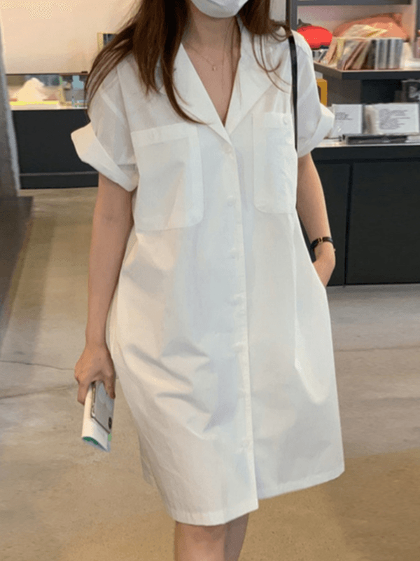 IFOMT 2024 New Fashion Elegant Simple Lapel Single Breasted Shirt Dress