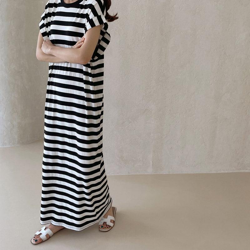 IFOMT 2024 New Fashion Elegant Simple Long Striped Comfy Dress