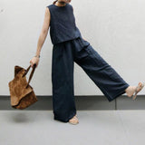 IFOMT 2024 New Fashion Elegant Sleeveless Linen Vest & wide-leg Trousers Sets