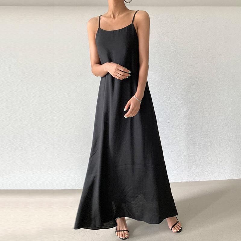 IFOMT 2024 New Fashion Elegant Versatile Loose Casual Slit Over Knee Long Sling Dress