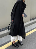 IFOMT 2024 New Fashion Elegant Cool Black Big Split Long Shirt & White Skirt Sets
