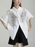 IFOMT 2024 New Fashion Elegant Butterfly Lace Short Sleeve Shirt