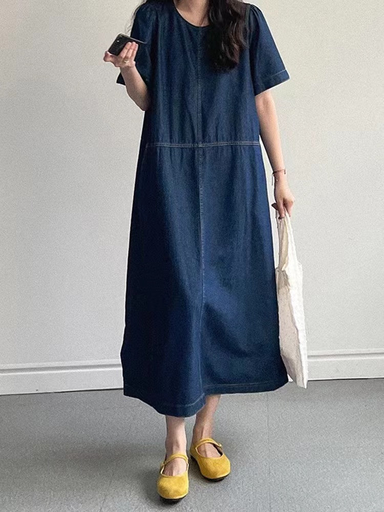 IFOMT 2024 New Fashion Elegant Simple Solid Color Casual Classic Denim Dress