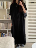 IFOMT 2024 New Fashion Elegant Retro Lapel Loose Casual Shirt Dress