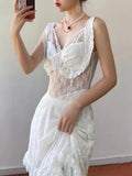 IFOMT 2024 New Fashion Elegant Sexy See-through Lace Strap Dress