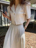 IFOMT 2024 New Fashion Elegant Loose Linen Short Shirt & A-line Skirt 2 Pieces Suit