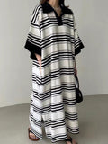 IFOMT 2024 New Fashion Elegant Loose Striped Long Polo Dress