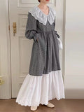 IFOMT 2024 New Fashion Elegant Lace Paid Split-joint Long Dress