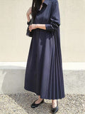 IFOMT 2024 New Fashion Elegant Lapel Single-Breasted Pleated Side Dress