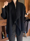 IFOMT 2024 New Fashion Elegant V-Neck Irregular Loose Knitted Sweater Jacket