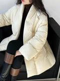 IFOMT 2024 New Fashion Elegant V-Neck Waisted Lazy Lace-Up Down Jacket