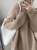 IFOMT 2024 New Fashion Elegant Double-End Diagonal Zipper Turtleneck Slouchy Sweater