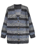 IFOMT 2024 New Fashion Elegant Contrast Striped Sweater Jacket Cardigan