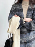 IFOMT 2024 New Fashion Elegant Contrast Striped Sweater Jacket Cardigan