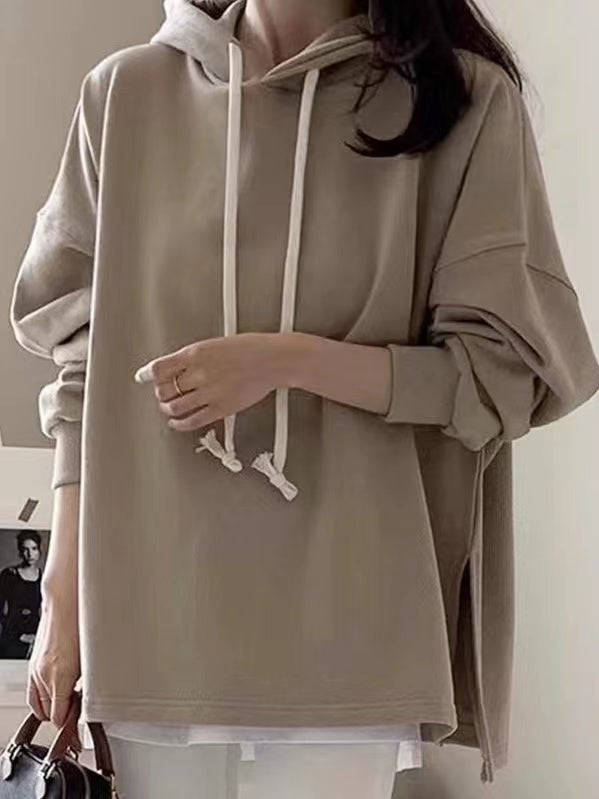 IFOMT 2024 New Fashion Elegant Hooded Side Slit Long Sleeve Sweatshirt