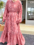 IFOMT 2024 New Fashion Elegant 3D Embroidered Crochet Loose Long Puff Sleeve Dress