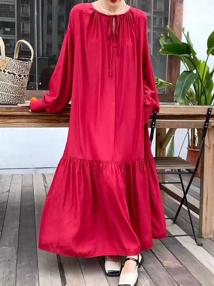 IFOMT 2024 New Fashion Elegant Loose Lantern Sleeve Long Dress