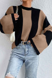 IFOMT 2024 New Woman Style sweater Cardigans Colorblock Striped Long Sleeve Knitted Sweater