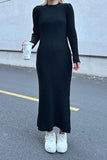 IFOMT 2024 New Fashion Dress Woman Style  Black Bria Biker Neck Women's Chunky Knit Midi Dress