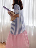 IFOMT 2024 New Fashion Elegant Loose Pink Striped Dress