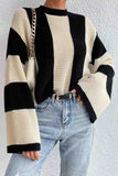 IFOMT 2024 New Woman Style sweater Cardigans Colorblock Striped Long Sleeve Knitted Sweater