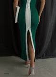 IFOMT 2024 New Fashion Dress Woman Style  Double Color Back Slit Side Detail Dress BF23S25005 Green-White