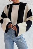 IFOMT 2024 New Woman Style sweater Cardigans Colorblock Striped Long Sleeve Knitted Sweater