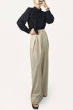 Ifomt Black Long Sleeve Tie Neck Blouse