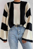 IFOMT 2024 New Woman Style sweater Cardigans Colorblock Striped Long Sleeve Knitted Sweater