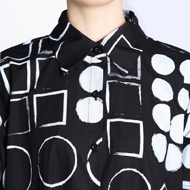IFOMT 2024 New Fashion Elegant Casual High-Low Long Sleeves Polka-Dot Printed Falbala Black Midi Dress
