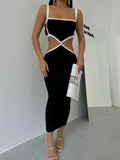 IFOMT 2024 New Fashion Dress Woman Style  Black and White Piping Trim Dress Black-White