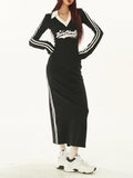 IFOMT 2024 New Fashion Elegant Fashionable Black V-neck Slit Dress