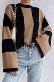 IFOMT 2024 New Woman Style sweater Cardigans Colorblock Striped Long Sleeve Knitted Sweater